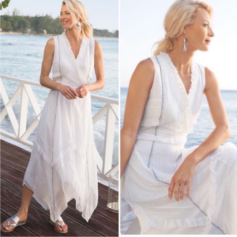 Soft Surroundings White Lace Embroidered Villette Dress